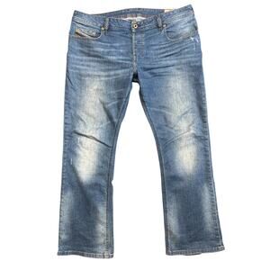 Diesel Zatiny Blue Distressed Denim Regular Bootcut Jeans Men's Size 36W 30L